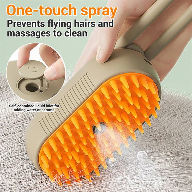3-1 Electrical Pet Steam Brush For Massage, Pet Grooming And Fur Removal