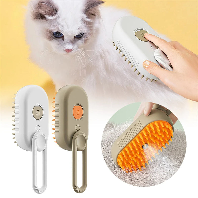 3-1 Electrical Pet Steam Brush For Massage, Pet Grooming And Fur Removal