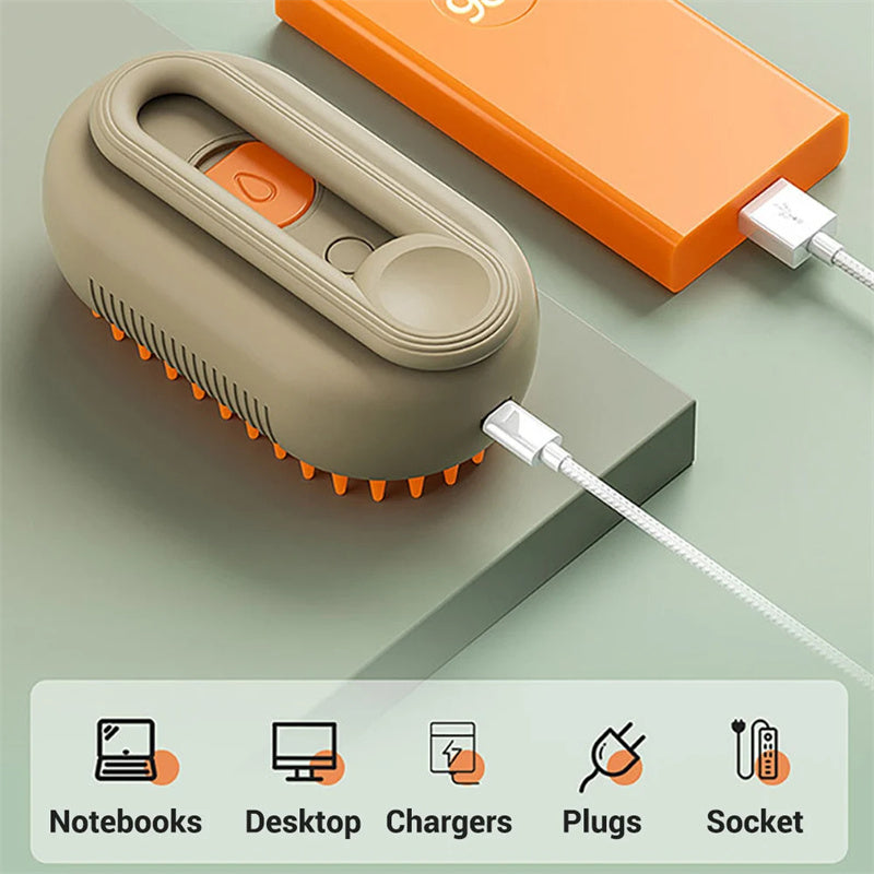 3-1 Electrical Pet Steam Brush For Massage, Pet Grooming And Fur Removal