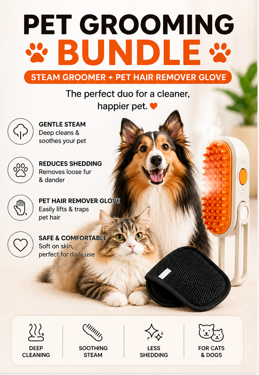 3-1 Electrical Pet Steam Brush For Massage, Pet Grooming And Fur Removal